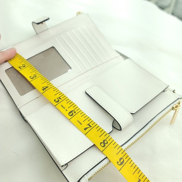 Michael Kors Womens Ivory White Leather Detachable Strap Wristlet Wallet - Picture 7 of 14